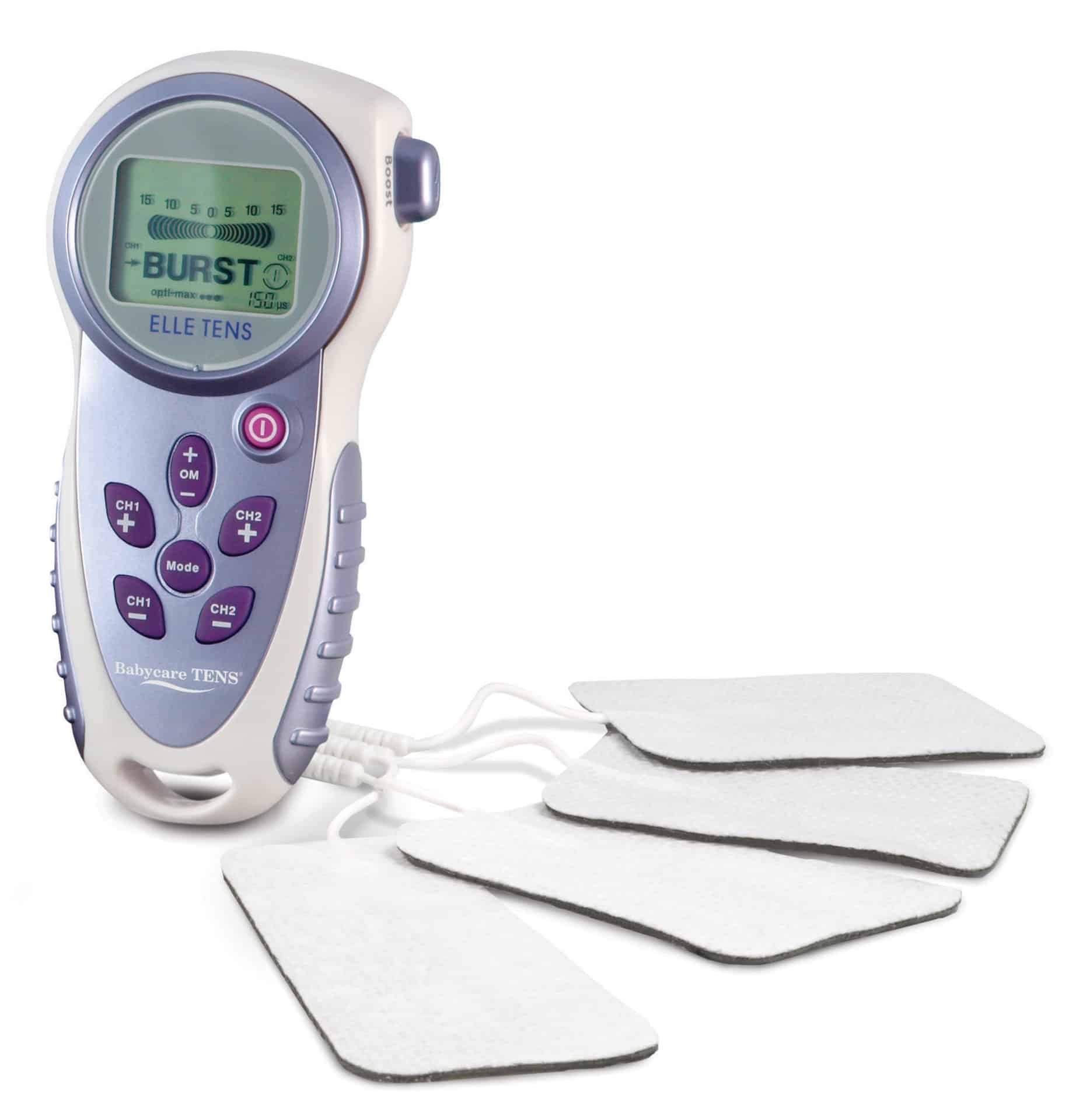 A digital thermometer with four electrodes on a white background.